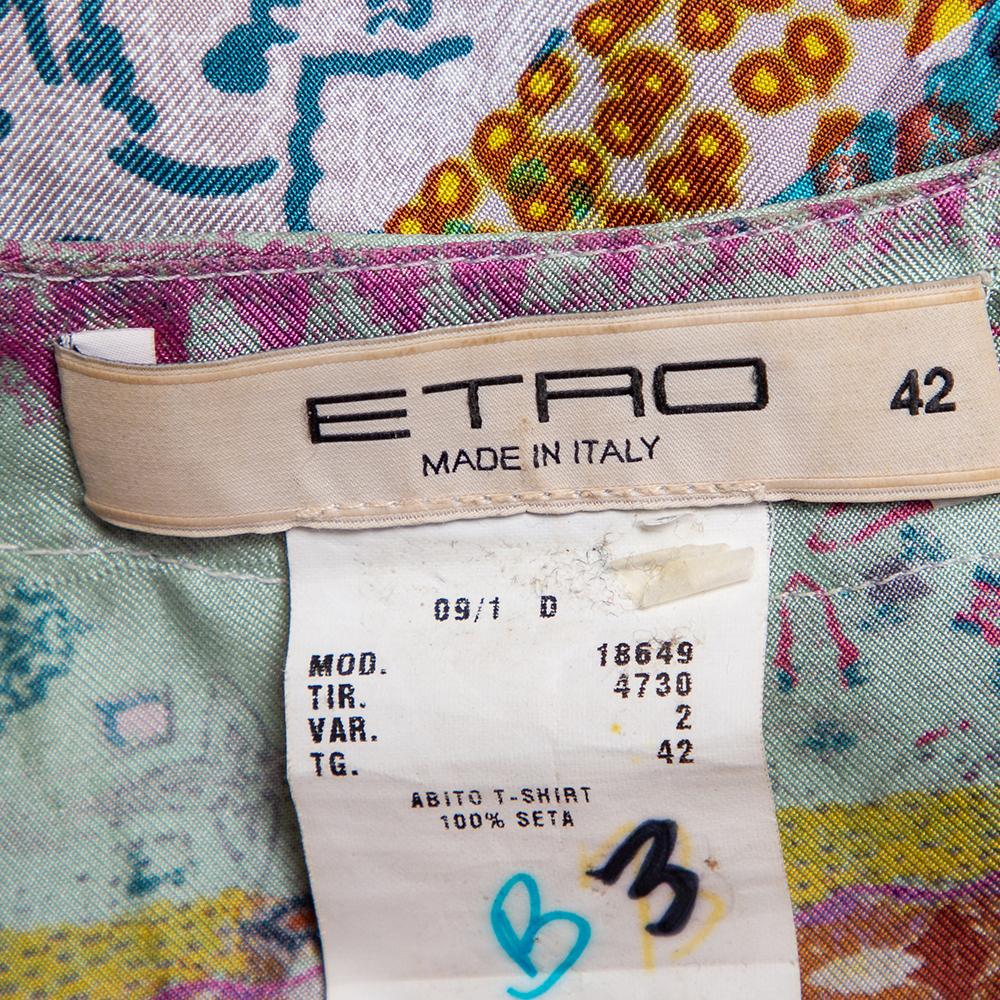 etro motif print v-neck tiered mini dress