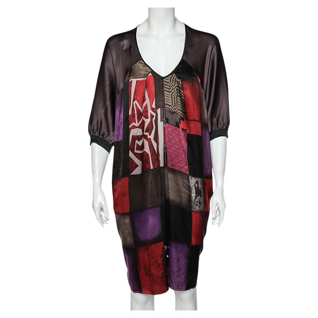 Etro Multicolor Printed Silk Oversized Shift Dress S For Sale
