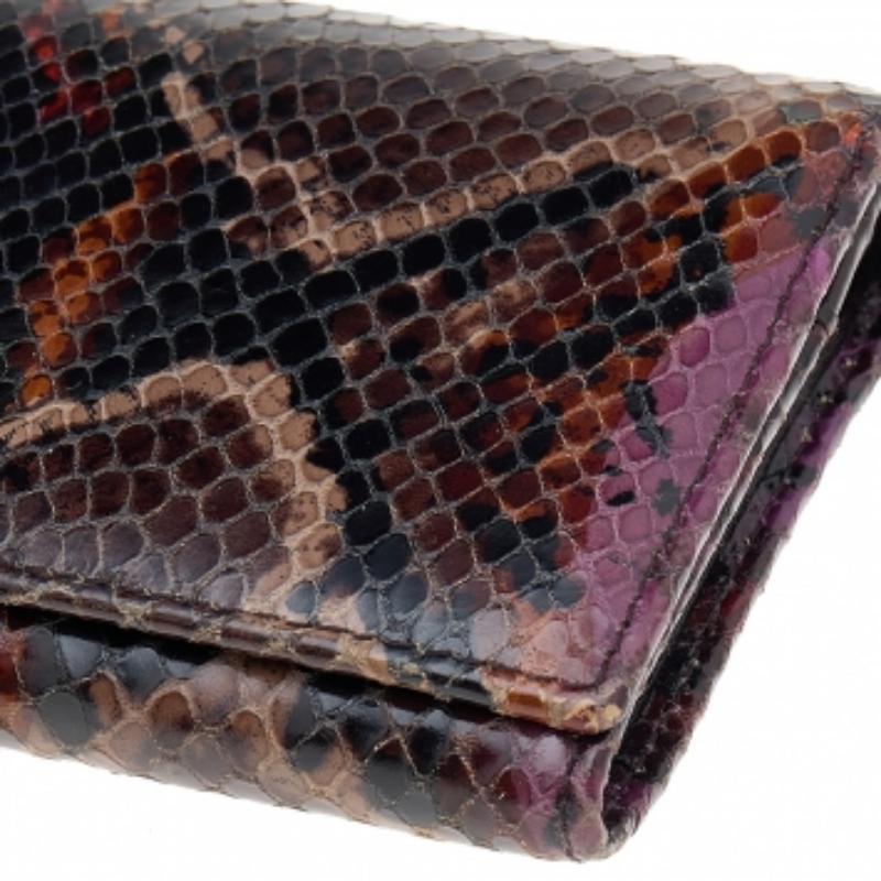 Women's Etro Multicolor Python Effect Leather Flap Continental Wallet For Sale