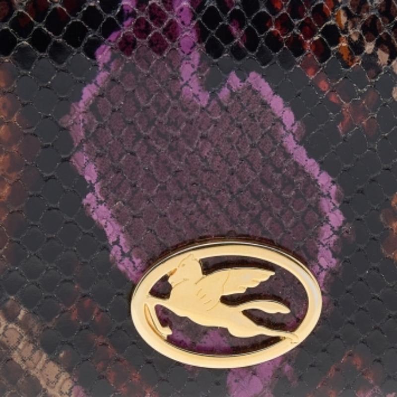 Etro Multicolor Python Effect Leather Flap Continental Wallet For Sale 2