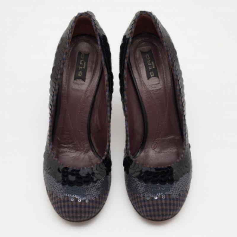 Black Etro Multicolor Sequins And Fabric Pumps Size 37.5