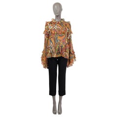 ETRO multicolor silk 2021 CALIFORNIA PAISLEY RUFFLED Blouse Shirt 42 M