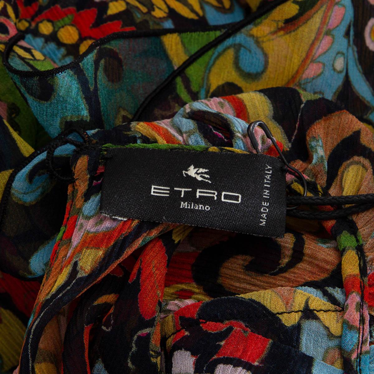 ETRO multicolor silk 2021 CALIFORNIA PAISLEY RUFFLED Blouse Shirt 44 L For Sale 1