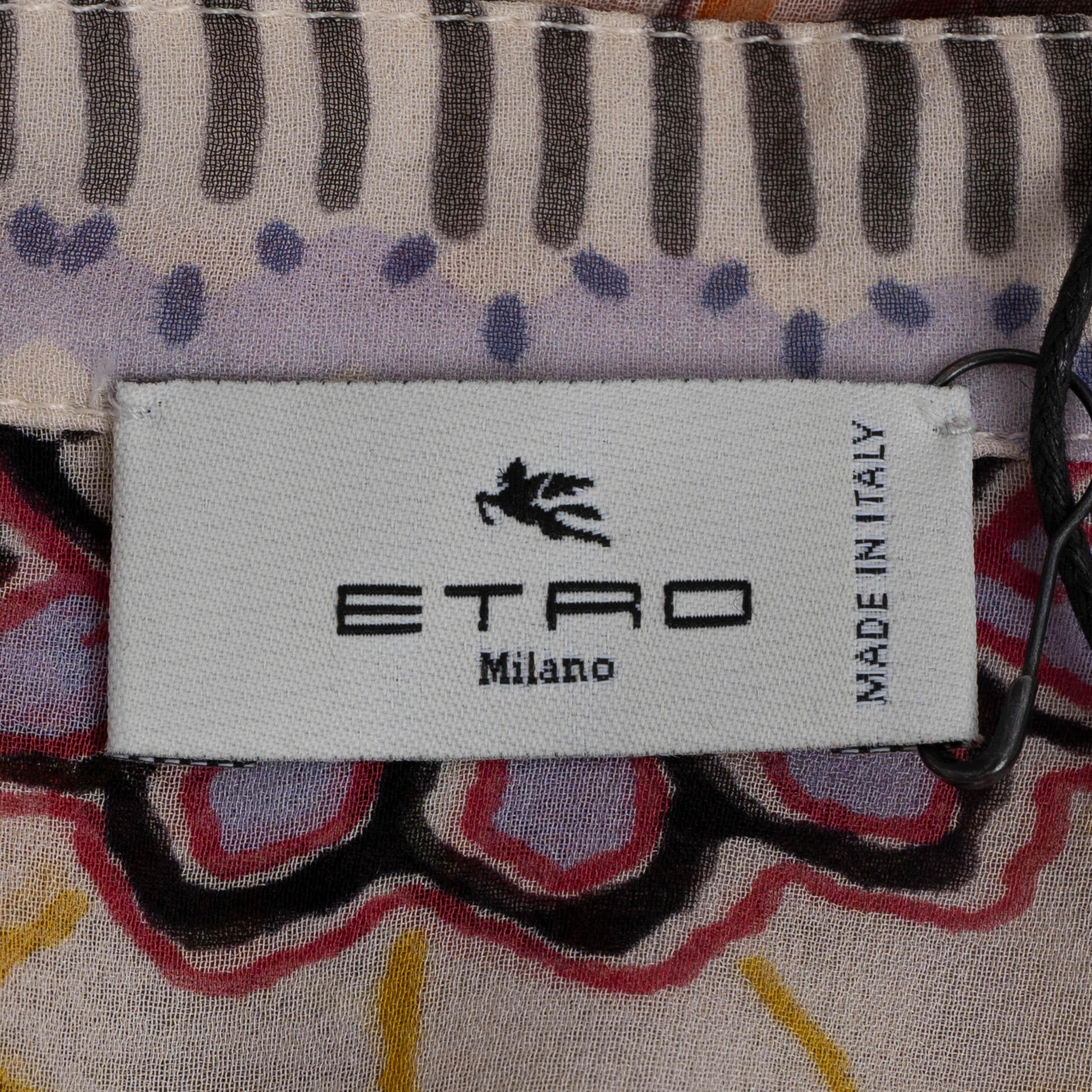 ETRO multicolor silk 2022 PAISELY CHIFFON PEASANT Blouse Shirt 42 M For Sale 2