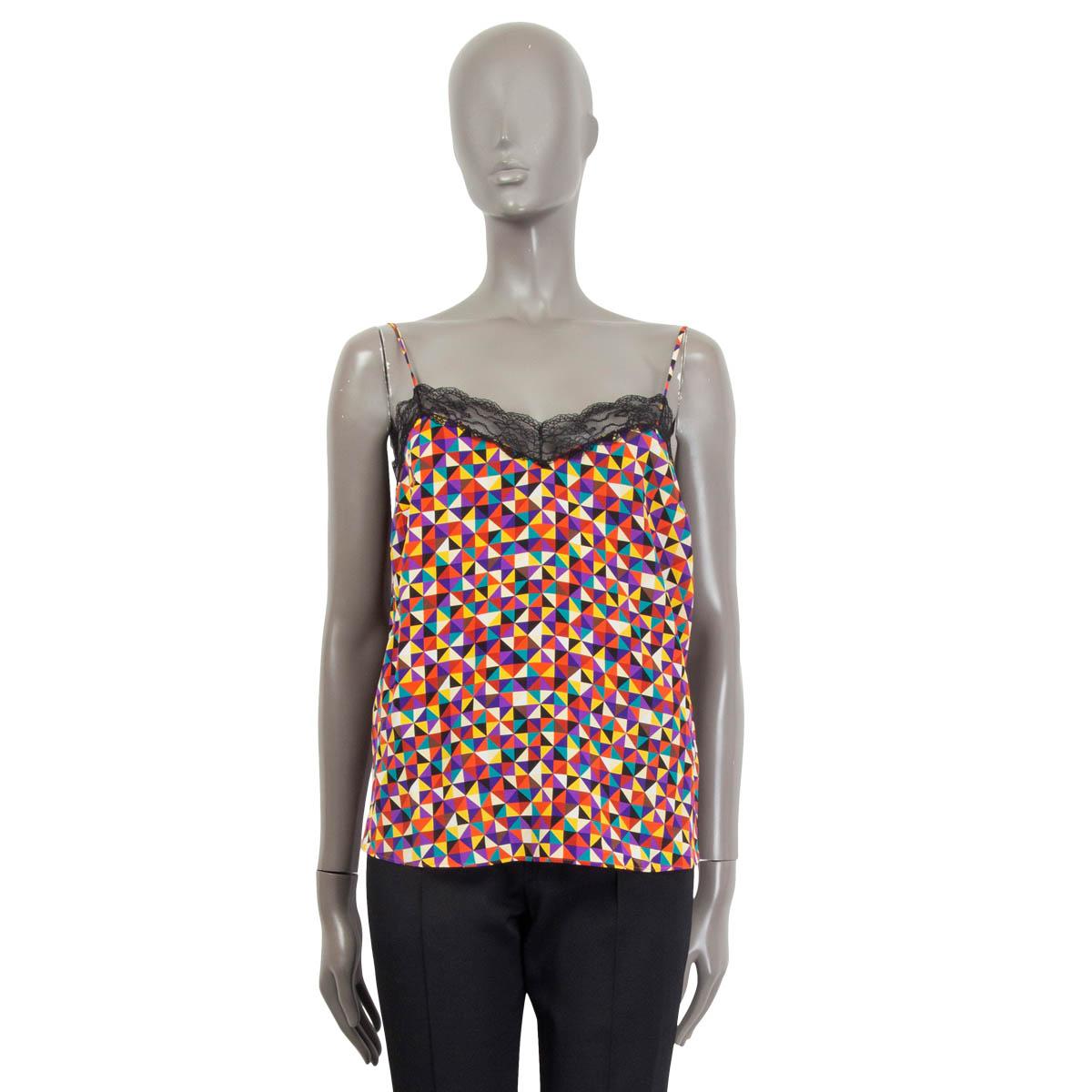 Brown ETRO multicolor silk GEOMETRIC CAMISOLE Tank Top Shirt 40 S For Sale