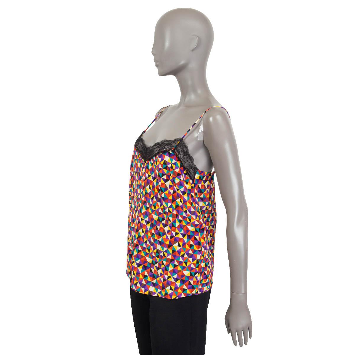 ETRO multicolor silk GEOMETRIC CAMISOLE Tank Top Shirt 40 S In Excellent Condition For Sale In Zürich, CH
