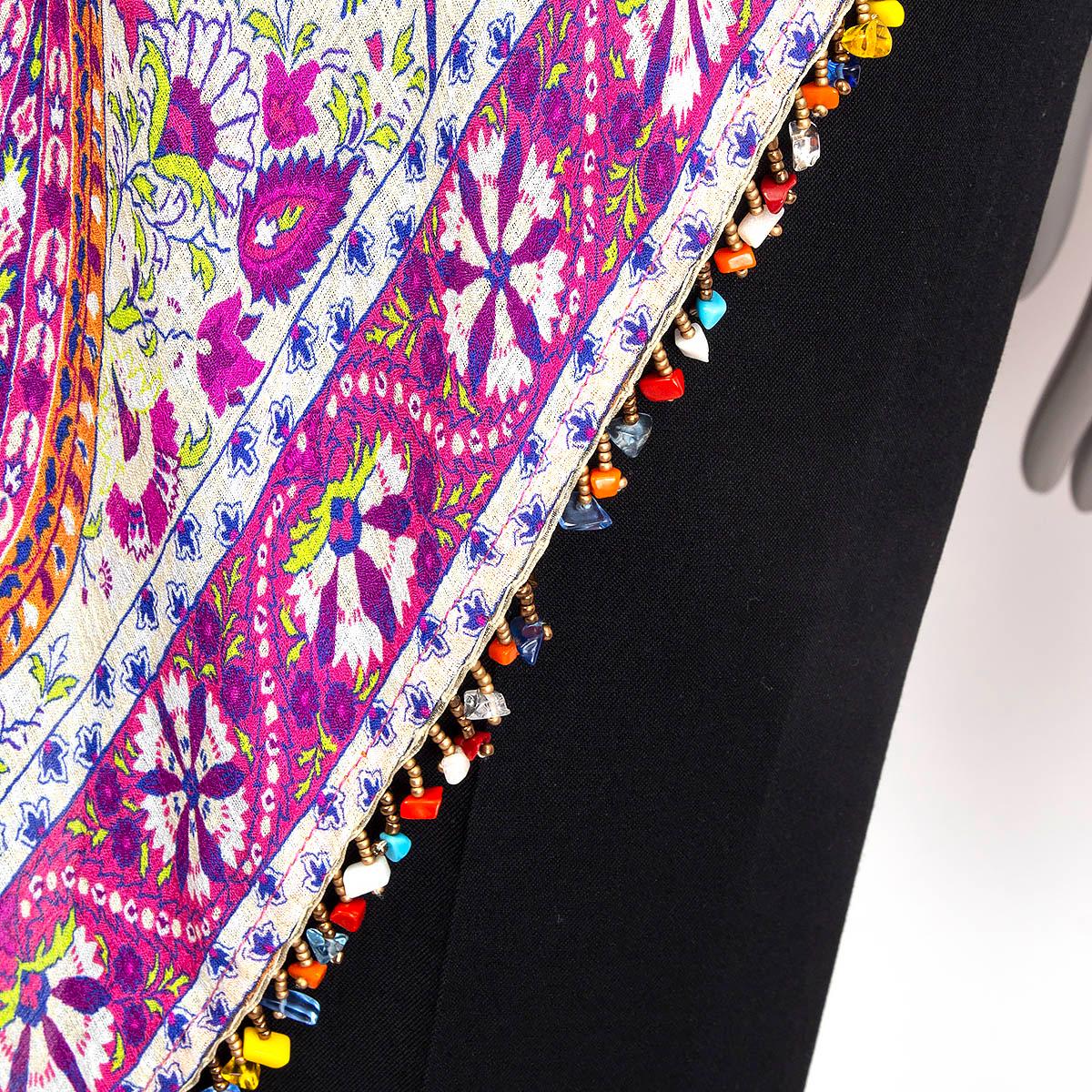 ETRO multicolor silk PAISLEY BEADED HEM PONCHO TUNIC Blouse Shirt ONE SIZE For Sale 1