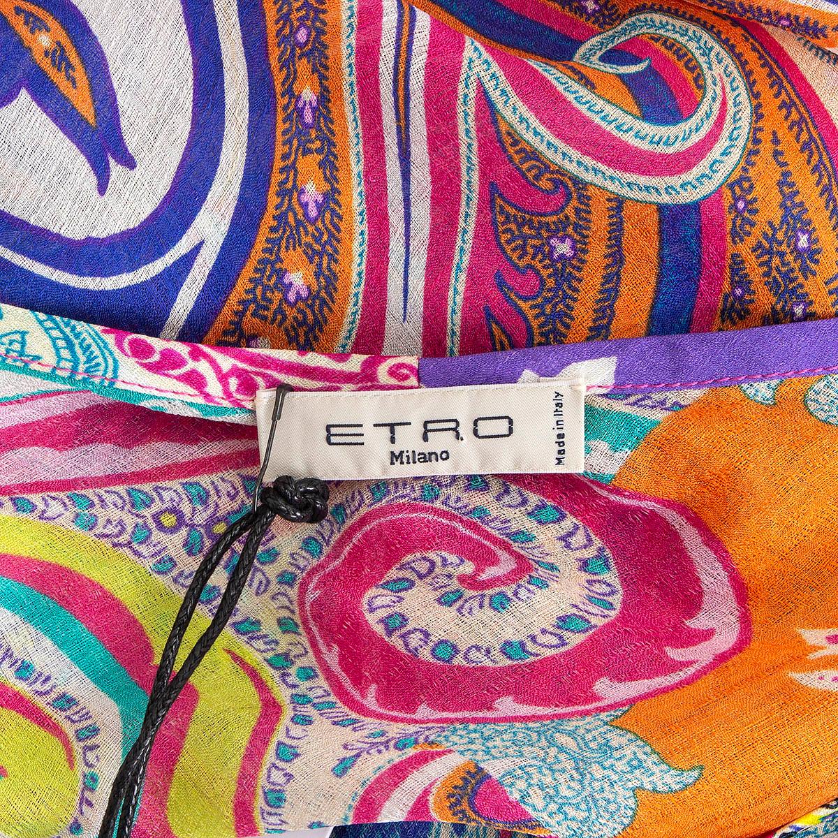 ETRO multicolor silk PAISLEY BEADED HEM PONCHO TUNIC Blouse Shirt ONE SIZE For Sale 2