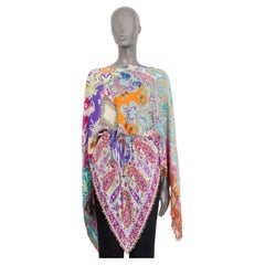 ETRO multicolor silk PAISLEY BEADED HEM PONCHO TUNIC Blouse Shirt ONE SIZE