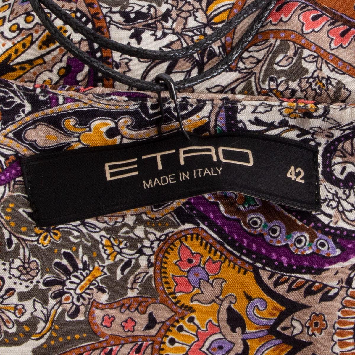 Women's ETRO multicolor silk PAISLEY DRAPED Sleeveless Dress 42 M For Sale