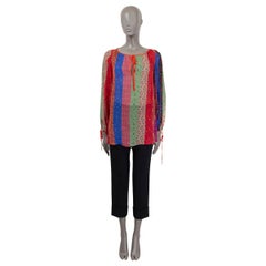 ETRO multicolor silk PAISLEY PATCHWORK STRIPED Blouse Shirt 42 M