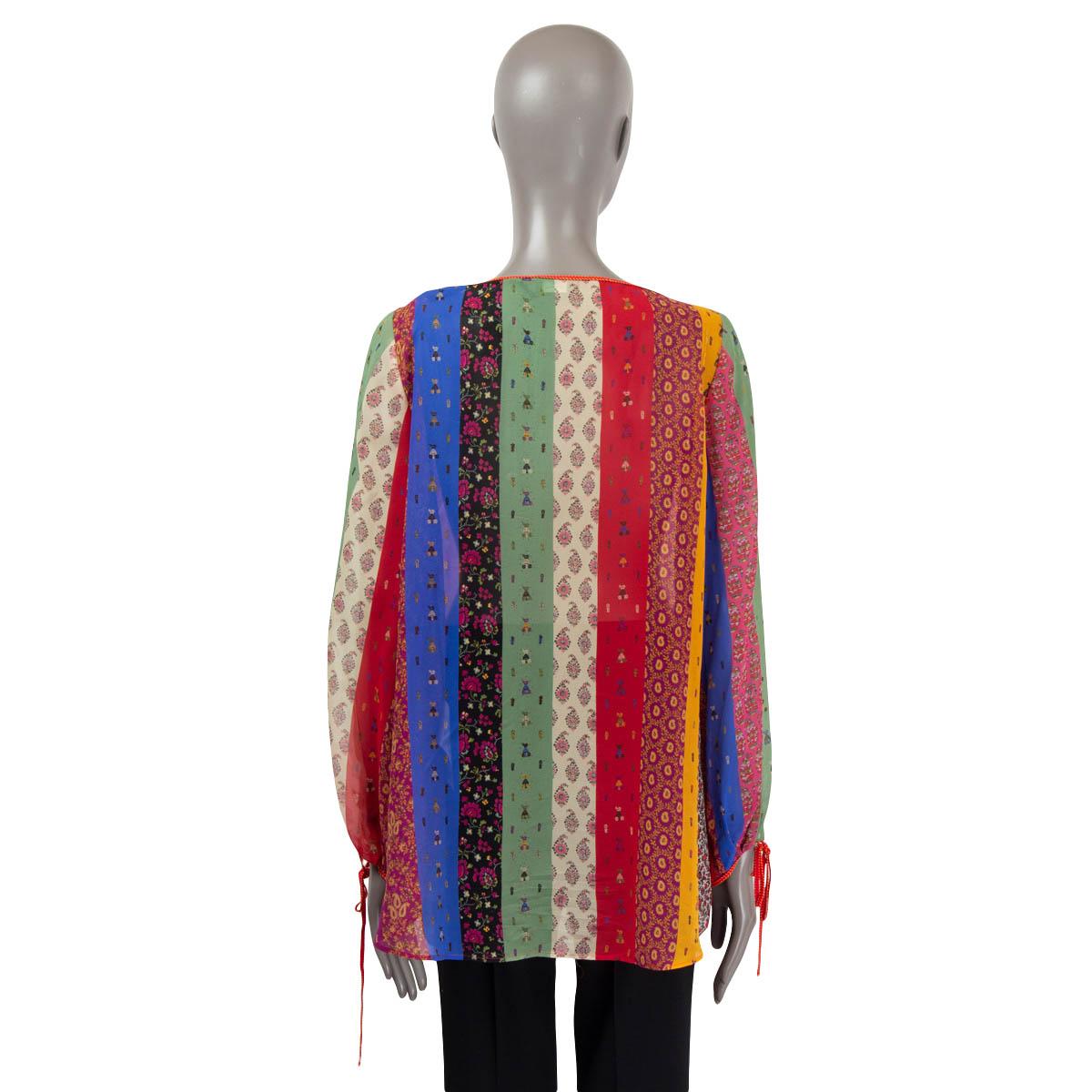 ETRO multicolor silk PAISLEY PATCHWORK STRIPED Blouse Shirt 42 M For Sale 1