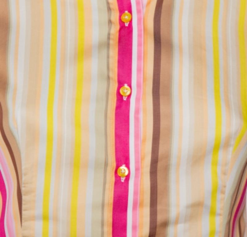 Etro Multicolor Striped Cotton Fitted Button Front Shirt S In Excellent Condition For Sale In Dubai, Al Qouz 2