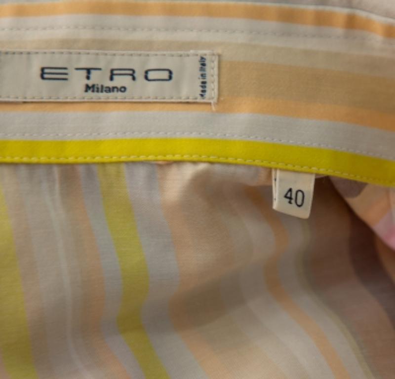 Etro Multicolor Striped Cotton Fitted Button Front Shirt S For Sale 1