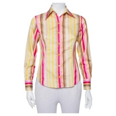 Etro Multicolor Striped Cotton Fitted Button Front Shirt S