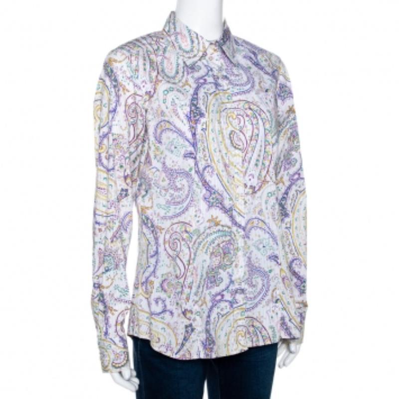 Explora Etro para encontrar prendas básicas elegantes. Esta camisa a rayas con estampado paisley representa la moda minimalista. De corte ajustado, está confeccionado con una mezcla de algodón ligero y transpirable que te garantiza una comodidad