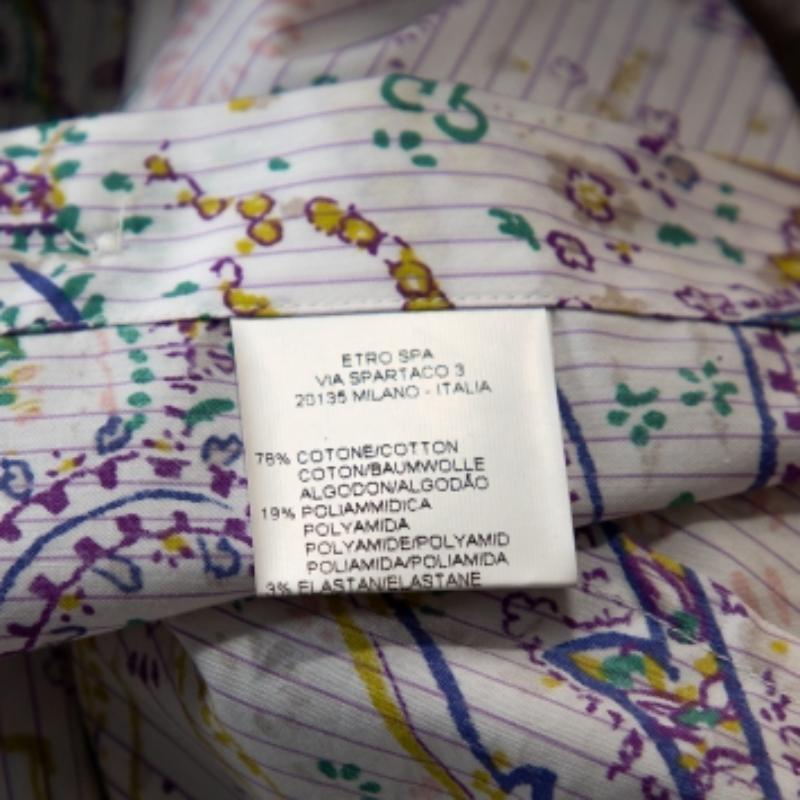 De las mujeres Etro Camisa de rayas multicolor de algodón con estampado de cachemira y botones delante L en venta