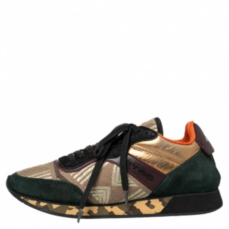 Women's Etro Multicolor Suede And Brocade Fabric Low Top Sneakers Size 37