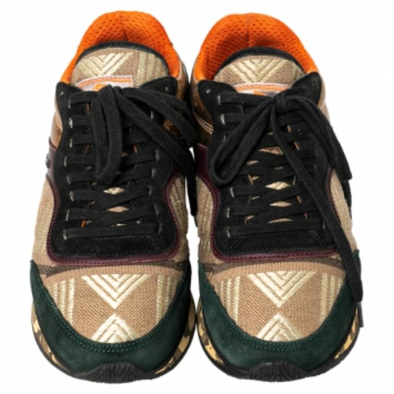 Etro Multicolor Suede And Brocade Fabric Low Top Sneakers Size 37 1