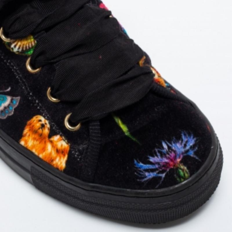 Women's Etro Multicolor Velvet Low Top Sneakers Size 37