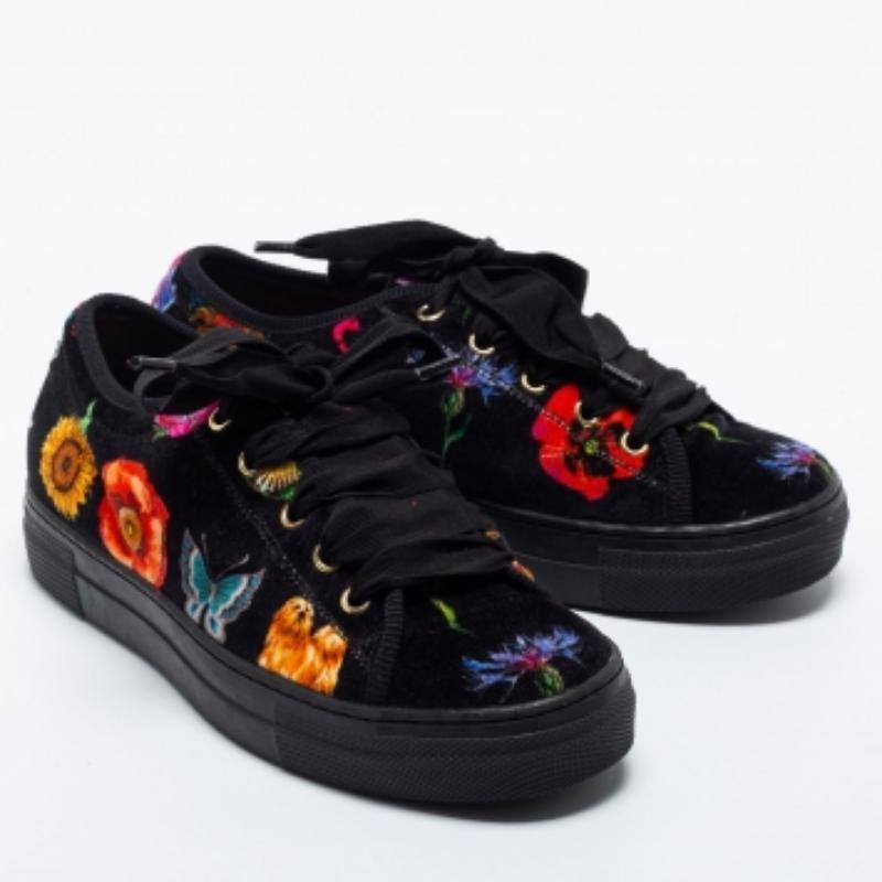 Etro Multicolor Velvet Low Top Sneakers Size 37 1
