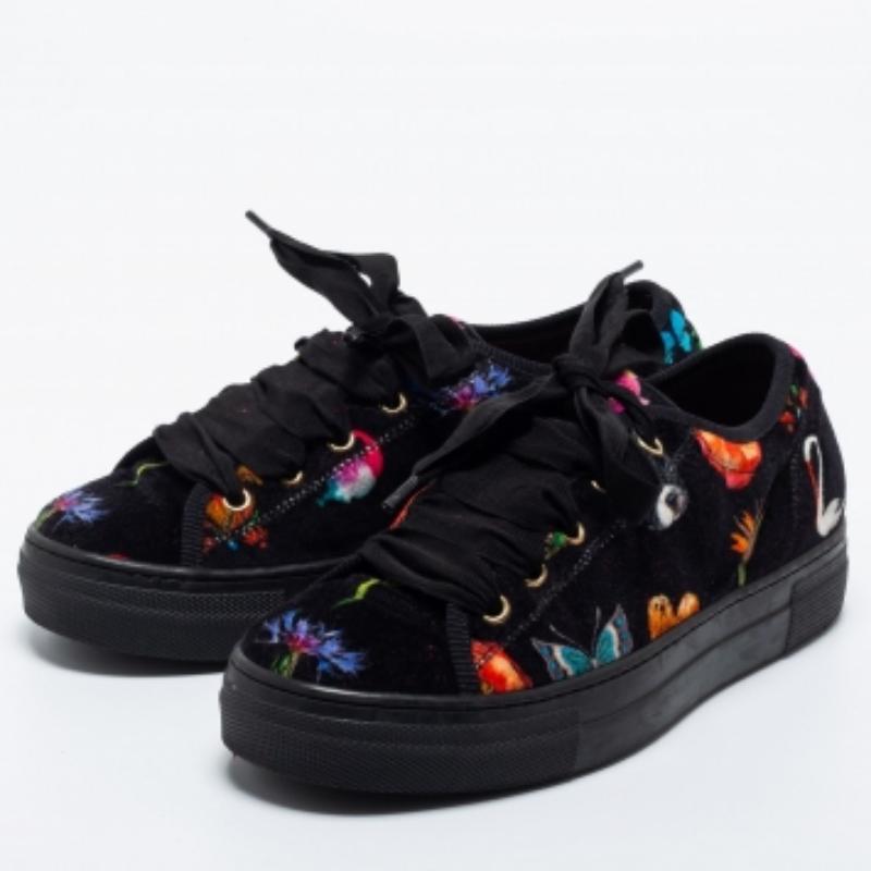 Etro Multicolor Velvet Low Top Sneakers Size 37 3