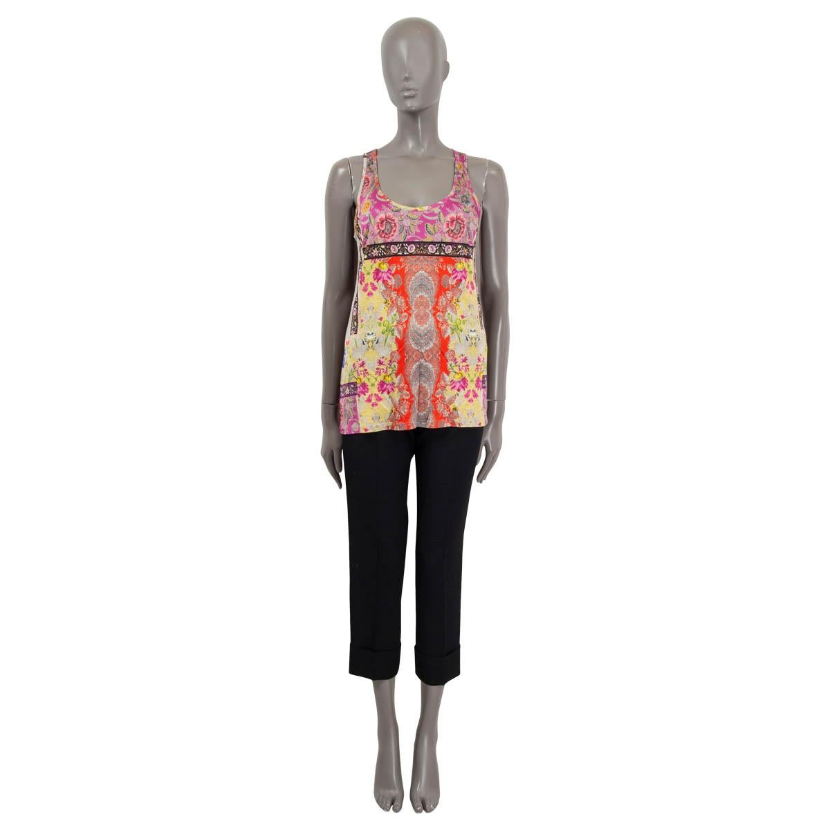 100% authentic Etro patterned tank top in multi-colored viscose (100%). Unlined. Features a round neck, straight cut and stretchy material. Has been worn and is in excellent condition. Matching straight leg pants available in separate