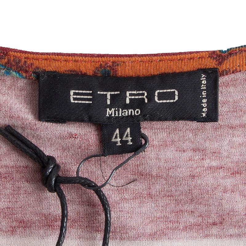 ETRO multicolor viscose PAISLEY 3/4 SLEEVE WRAP Dress 44 L In Excellent Condition In Zürich, CH