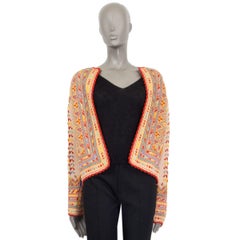 ETRO multicolor wool blend EMBROIDERED OPEN JACQUARD KNIT Jacket 42 M