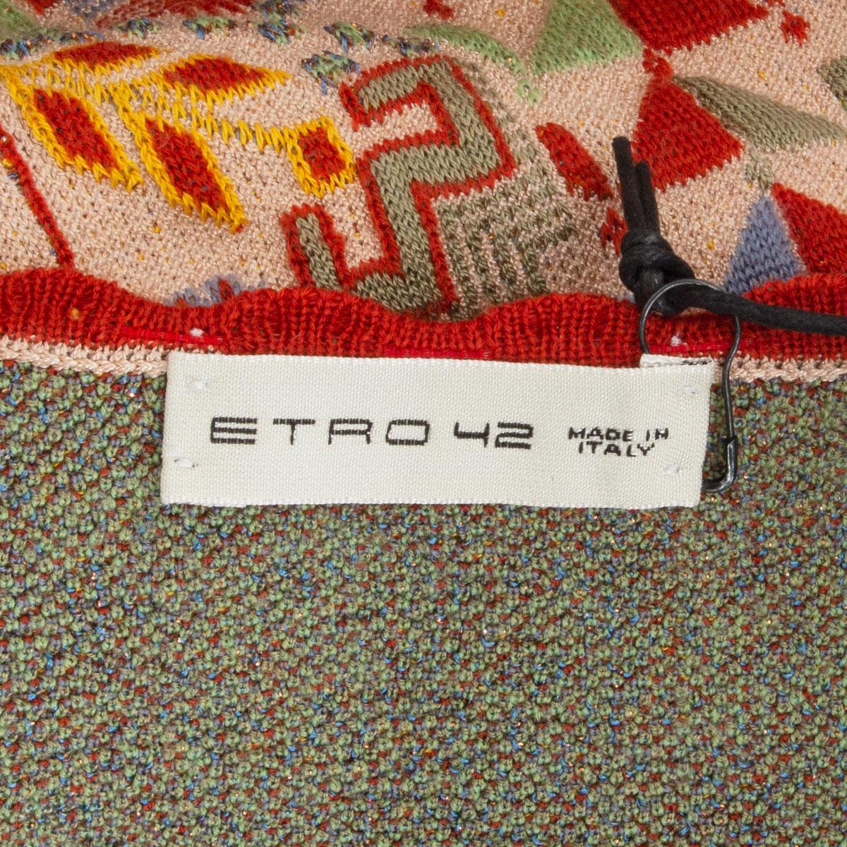 ETRO Veste en maille de laine mélangée multicolore brodée en jacQUARD ouvert 42 M en vente 1
