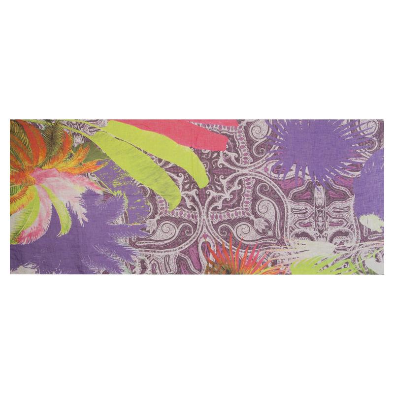ETRO multicolored linen PAISLEY COLLAGE Oblong Scarf