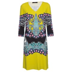 Etro Multicolored Printed Crepe V-Neck Shift Dress M