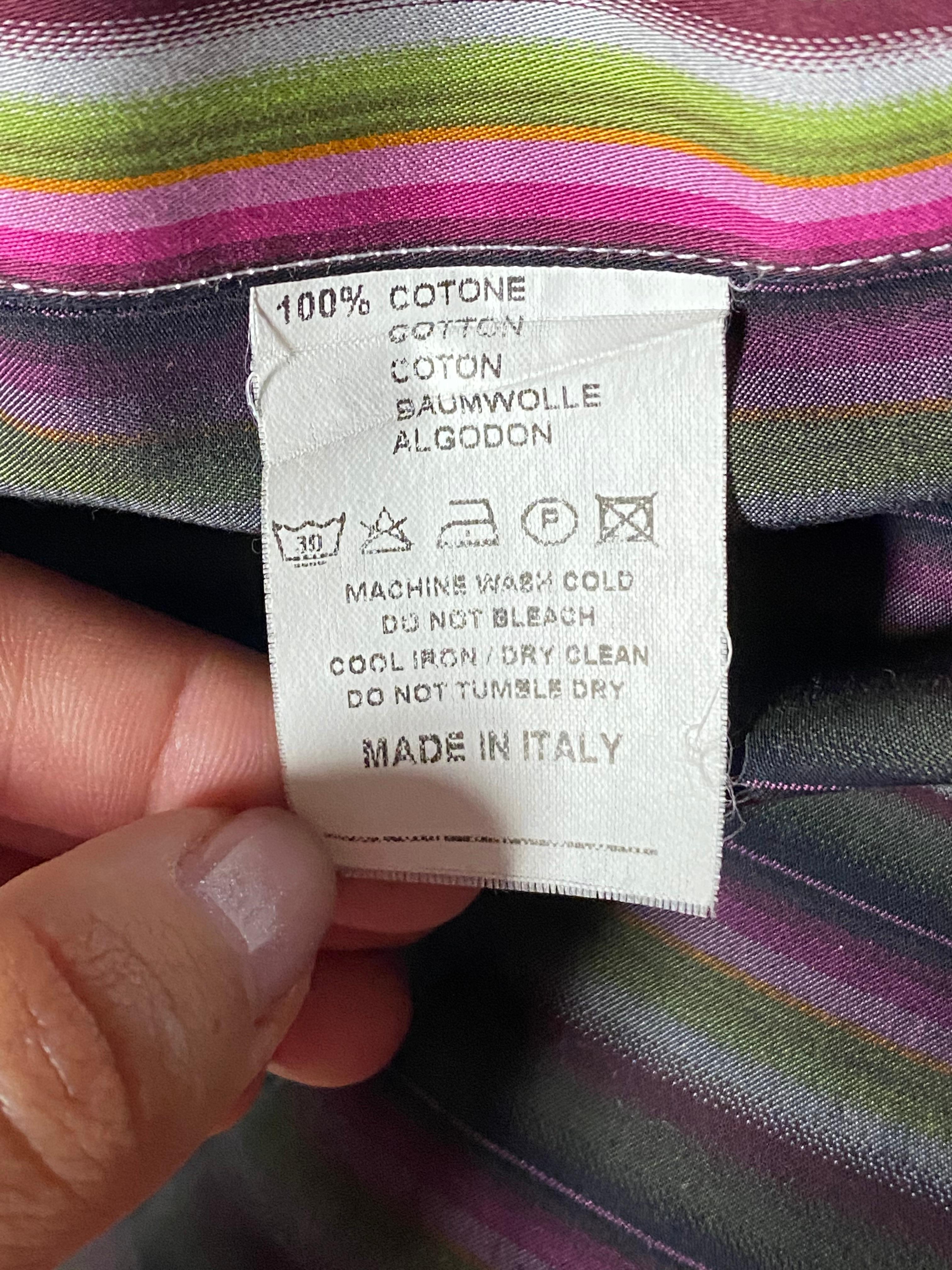 Women's or Men's Etro Multicolored Striped Button Down Shirt, Size 44