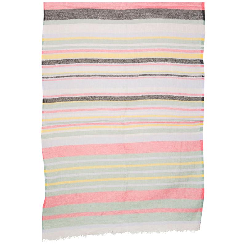 ETRO Mehrfarbiger länglicher Schal mit STRIPED aus Leinen, Kaschmir und Seide im Angebot