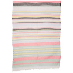 ETRO multicolored STRIPED linen cashmere silk Oblong Scarf