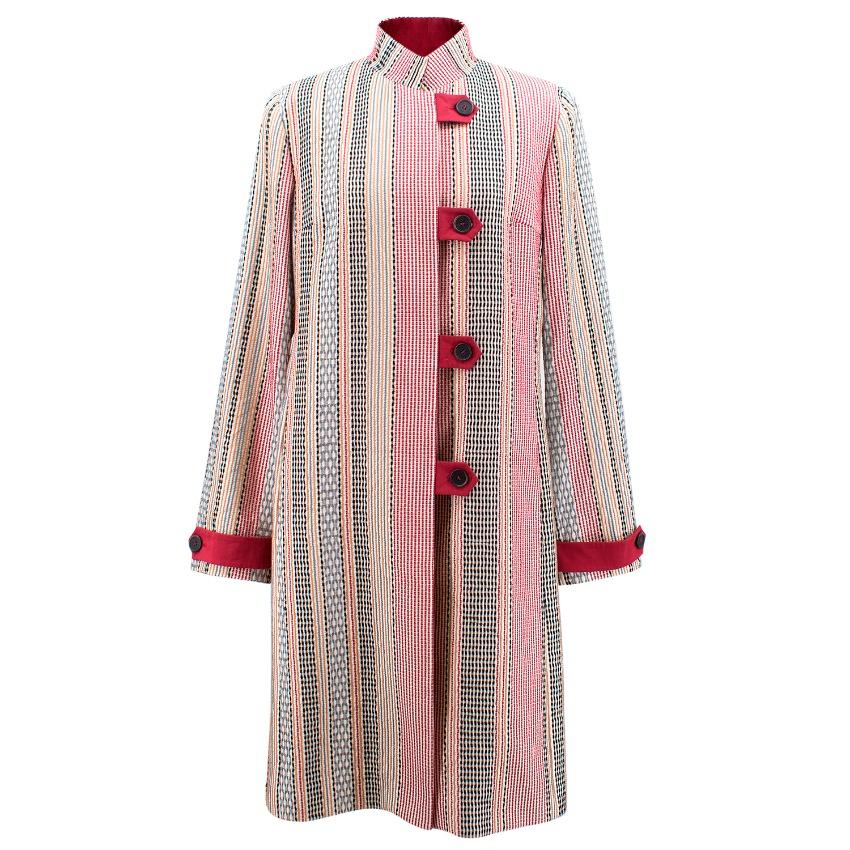 Beige Etro multicolored stripped cotton coat - Size US 8 For Sale