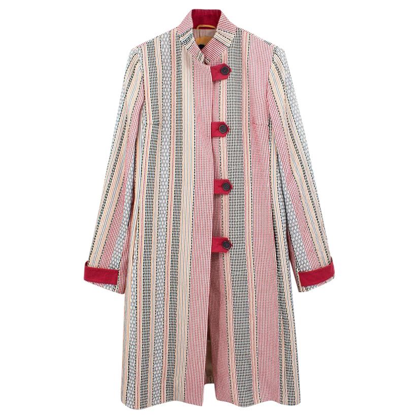 Etro multicolored stripped cotton coat - Size US 8 For Sale