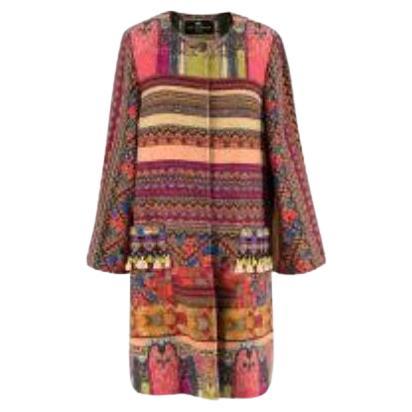 Etro Multicolour Embroidered Embellished Coat For Sale