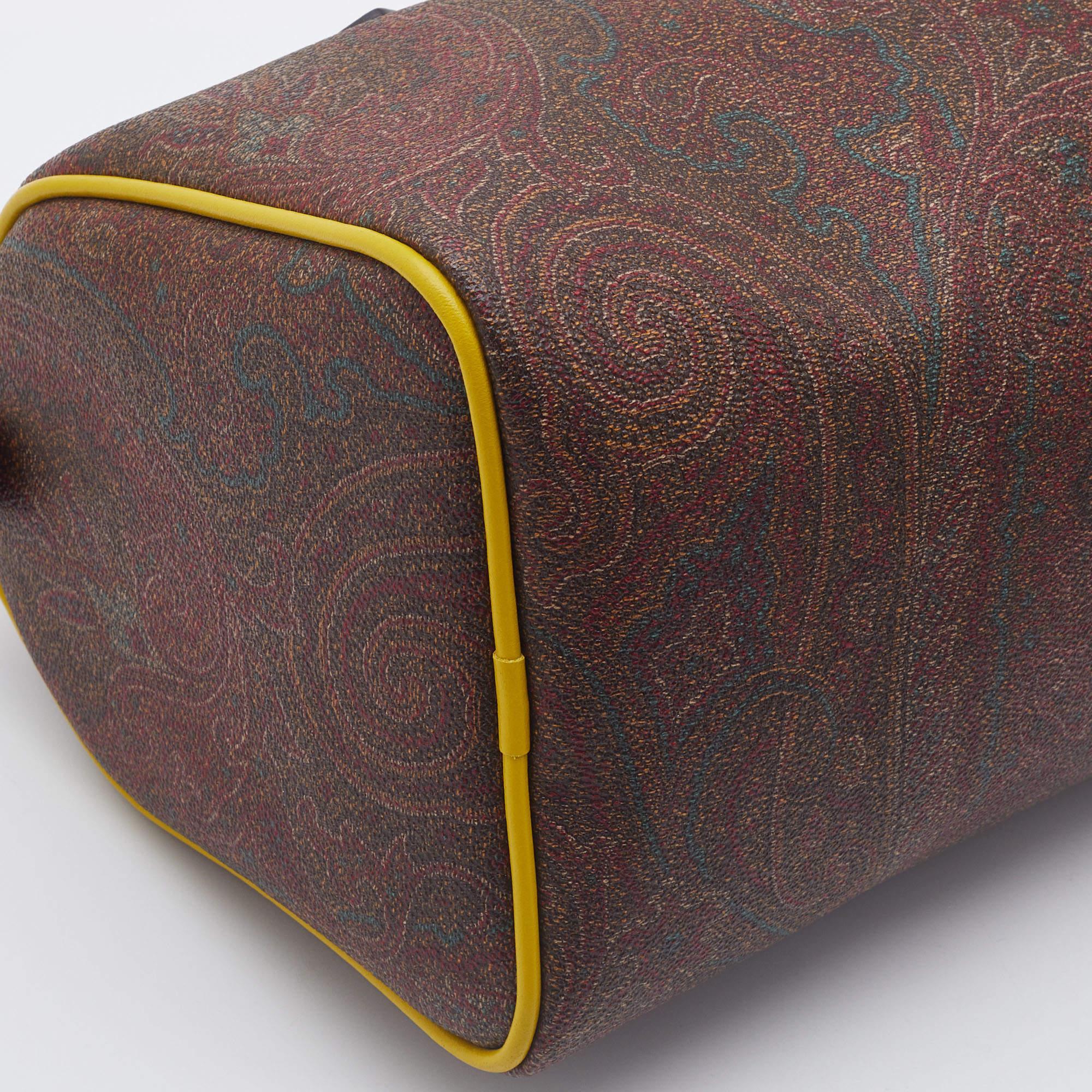 Etro Multicolour Paisley Print Coated Canvas and Leather Bowler Bag 7