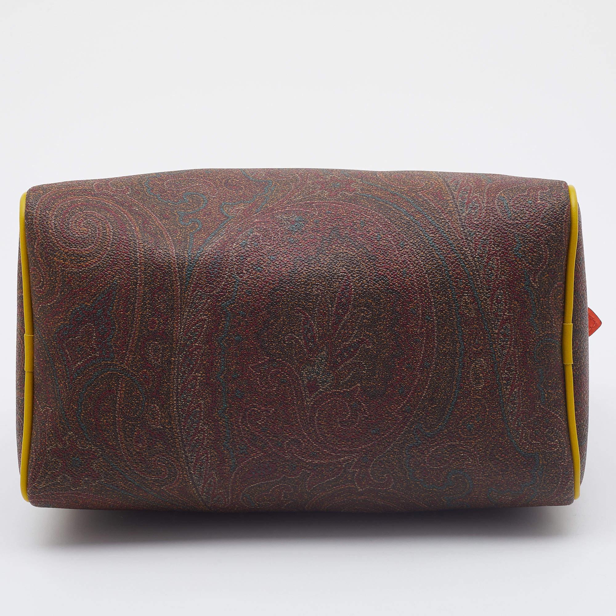 Etro Multicolour Paisley Print Coated Canvas and Leather Bowler Bag 1