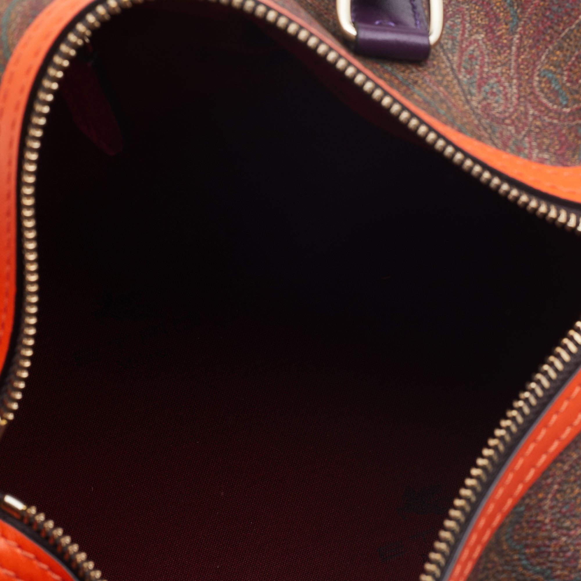 Etro Multicolour Paisley Print Coated Canvas and Leather Bowler Bag 4