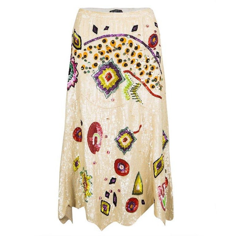 Etro Multicolour Sequin Embellished Midi Skirt M For Sale at 1stDibs