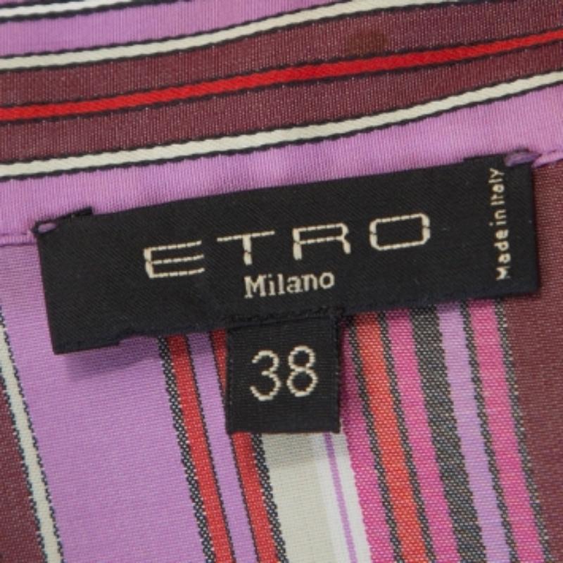 Etro Mehrfarbig gestreiftes Hemd aus Baumwolle mit gerafftem Detail, S Damen im Angebot