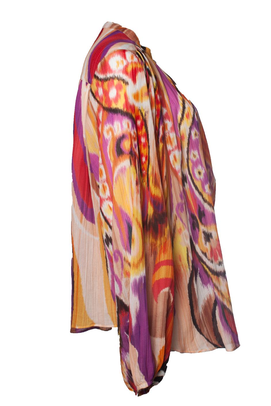 Etro, multicoloured sheer printed blouse In Excellent Condition For Sale In AMSTERDAM, NL