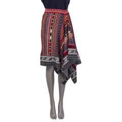 ETRO multicoloured wool ASYMMETRIC INTARSIA KNIT MIDI Skirt 42 M