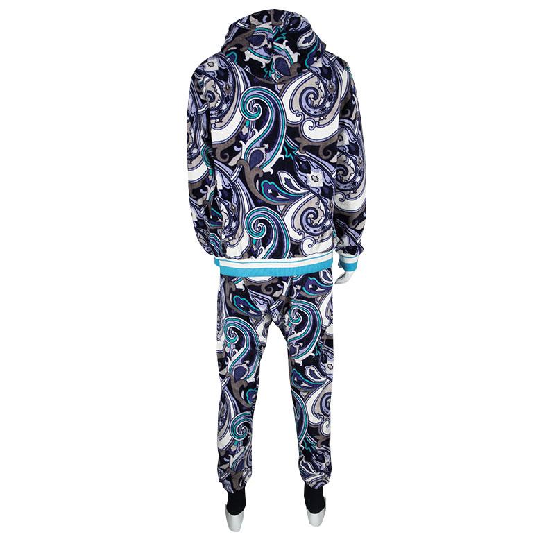 Etro Muticolor Printed Terrycloth Zip Front Sweatshirt and Jogger Pant Set L (Violett)