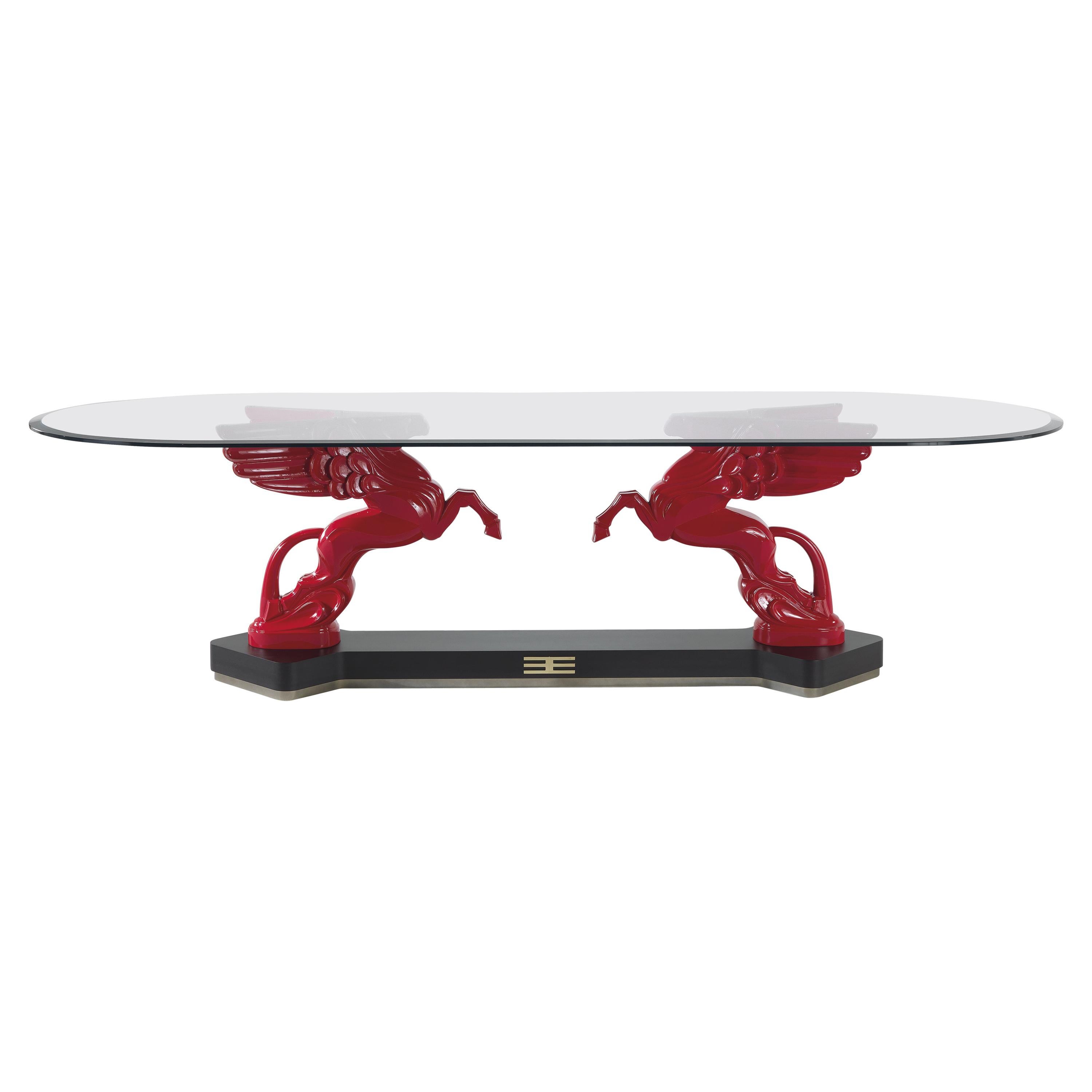 21st Century Mythos Dining Table in Wood and Glass Top by Etro Home Interiors For Sale