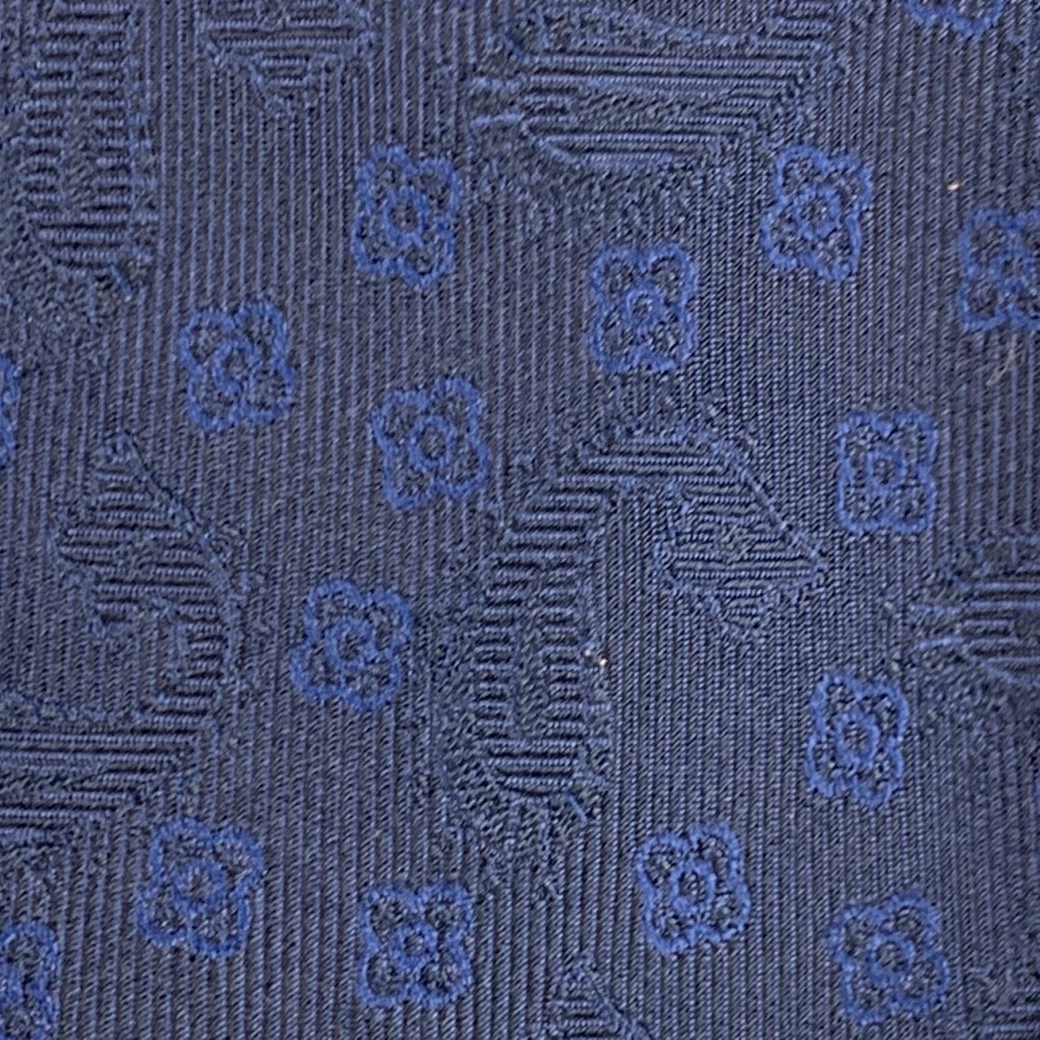 ETRO Navy Black Abstract Floral Silk Tie In Good Condition For Sale In San Francisco, CA