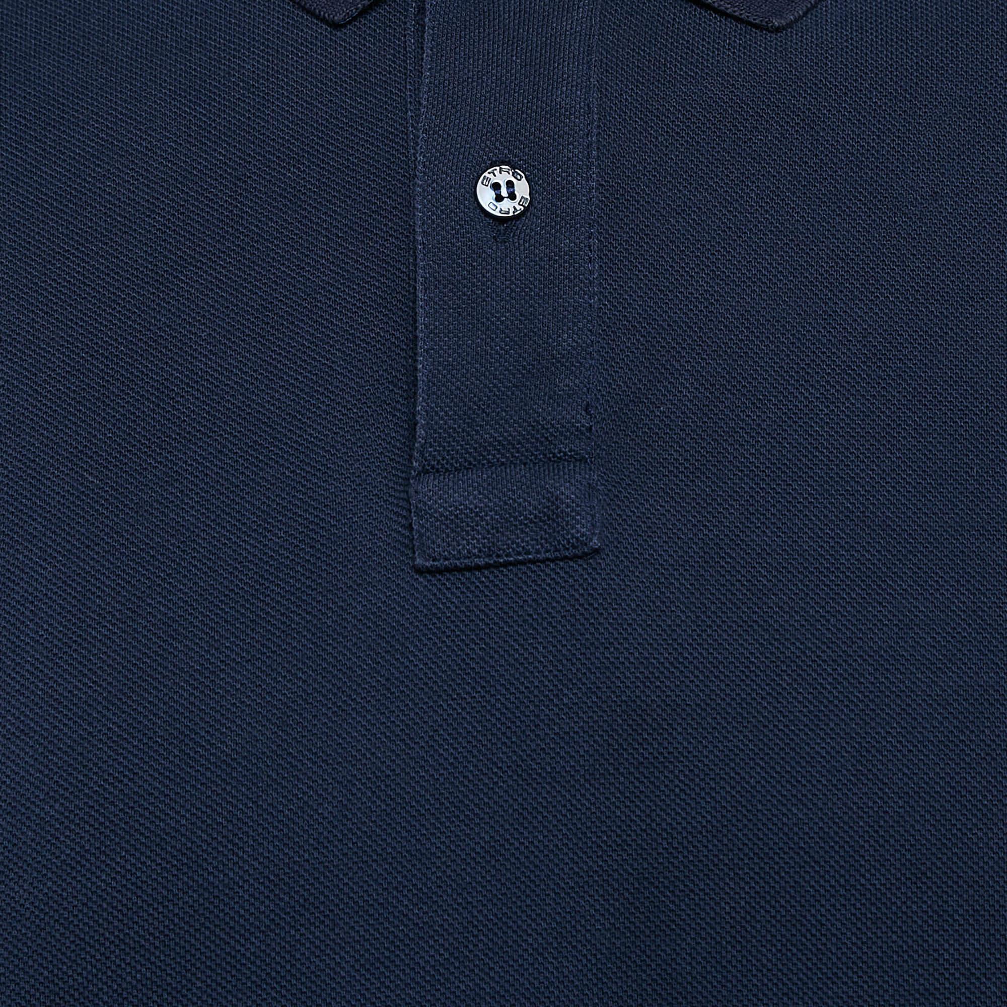 Polo de punto azul marino Etro XXL Negro en venta