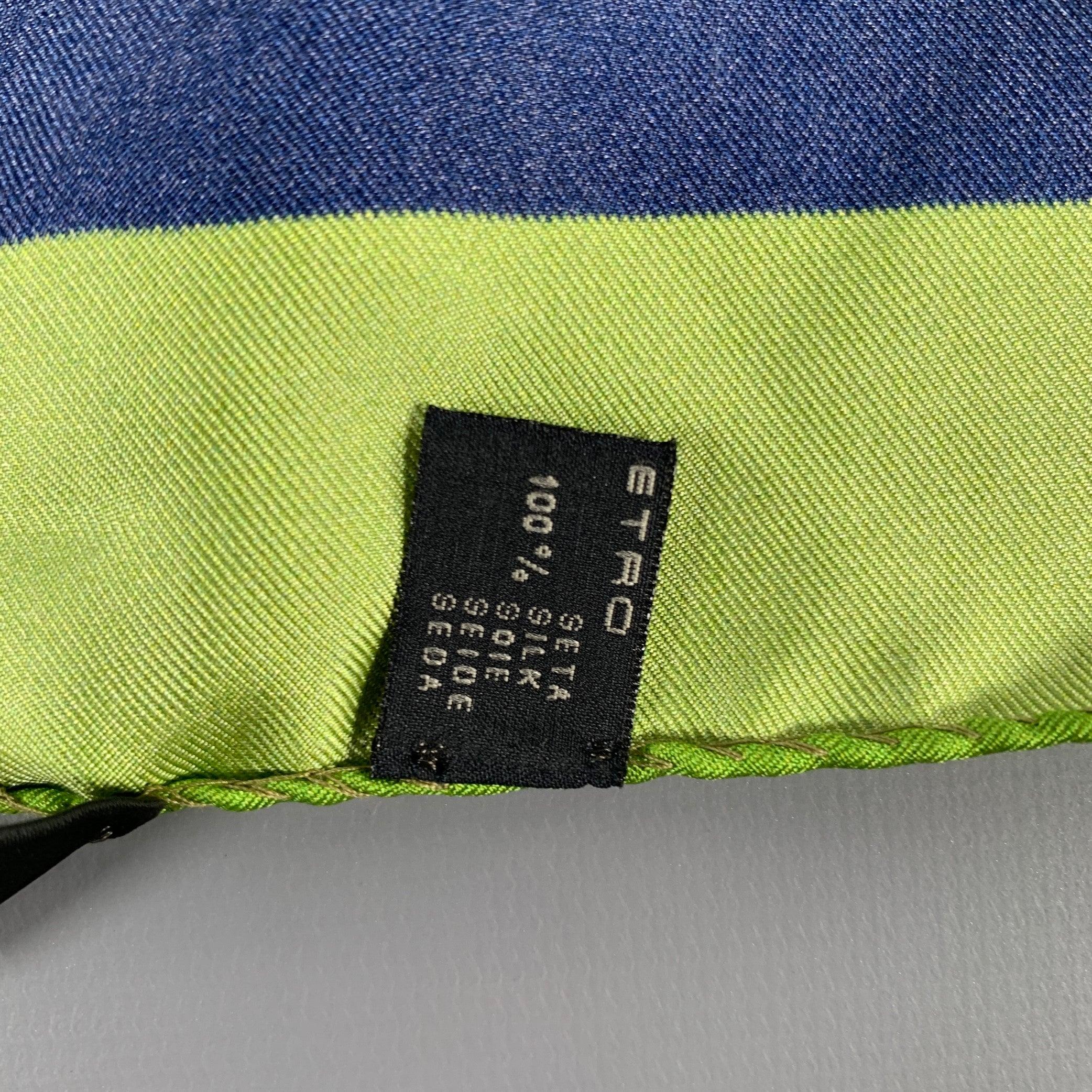 Men's ETRO Navy Brown Silk Pocket Square